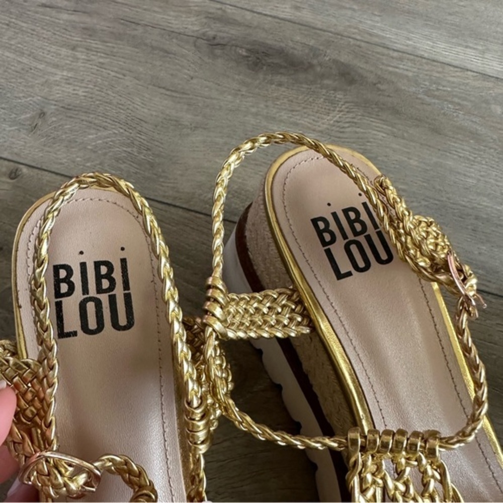 BIBI LOU GOLD WEDGE‎ HEELS | SZ 10 - Picture 3 of 4
